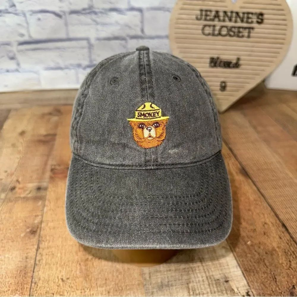 Smokey Bear Park Ranger Gray Dad Mad Engine Hat Adjustable Strap back